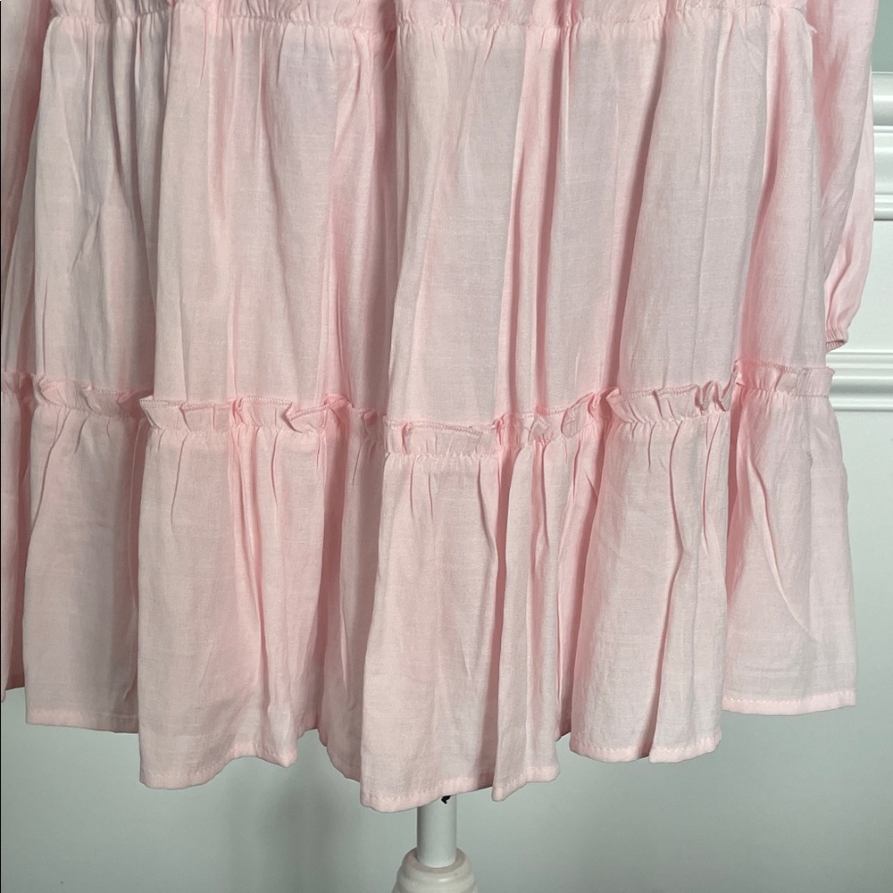 💥NWOT💥TRIXXI Light Pink Long Sleeve Smocked Waist Tiered Dress Size XL - Picture 5 of 12
